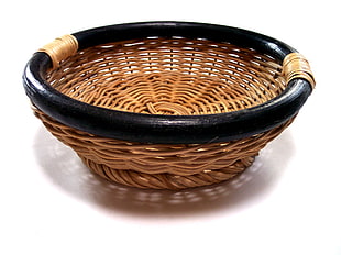 round wicker brown basket HD wallpaper